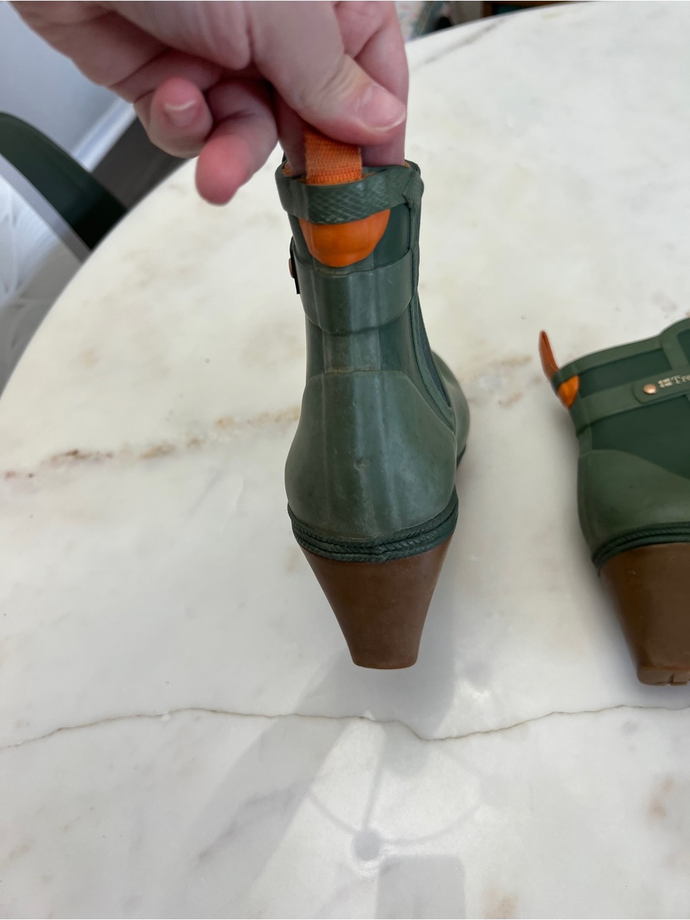 Tretorn Green Wedge Rain Ankle Boots with Brown Sole size 8 - Picture 7 of 14